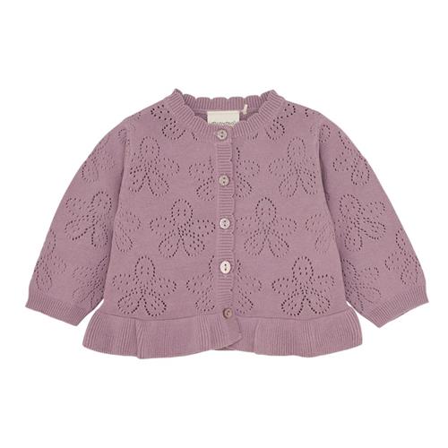 Minymo GOTS Strikket Cardigan Elderberry 86 cm  Lilla  86 cm  kvinde