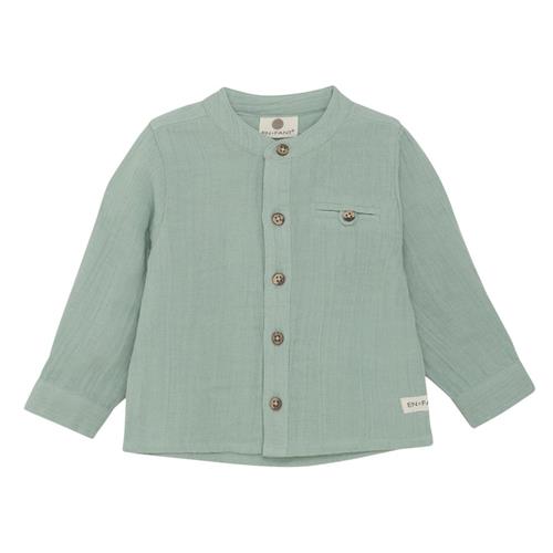 EnFant GOTS Kortærmet Skjorte I Musselin Jadeite 74 cm  Grøn  74 cm  mand