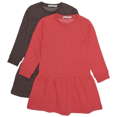 Minymo 2-pak Sweatdress Tomato Puree 110 cm  Rød  110 cm  kvinde