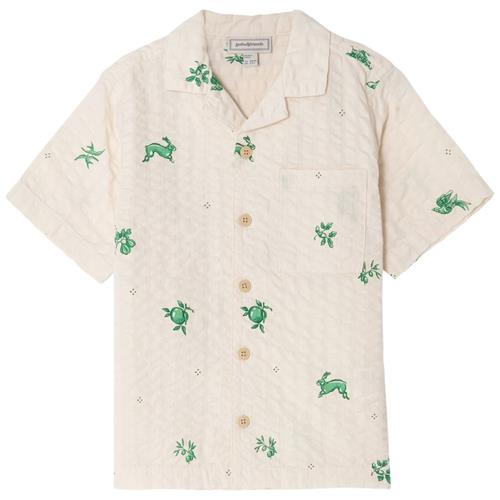 garbo&friends Seersucker Kortærmet Skjorte Azulejos Emerald 62/68 cm  Hvid  62/68 cm  Unisex