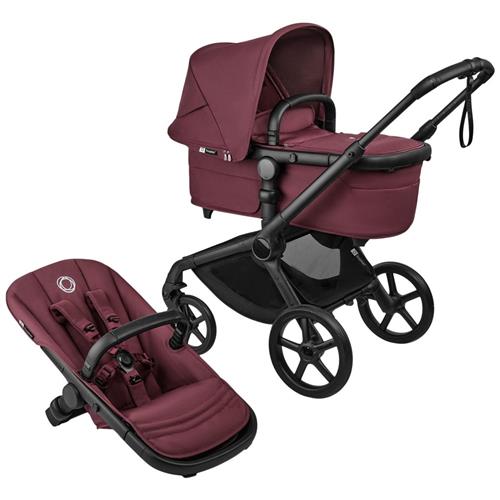 Bugaboo Bugaboo Fox 5 Renew Complete Vugge Og Sæde Klapvogn Black / Dark Cherry | Sort | 0-3