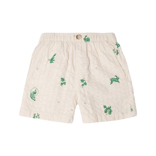 garbo&friends Seersucker-shorts Azulejos Emerald 86/92 cm  Hvid  86/92 cm  Unisex