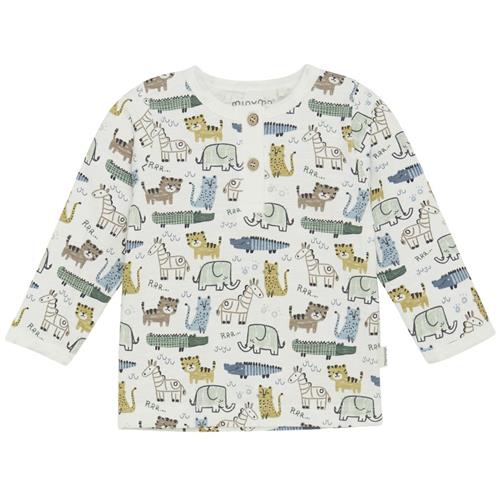 Minymo GOTS Langærmet T-shirt Aop Marshmallow White 74 cm  Hvid  74 cm  mand