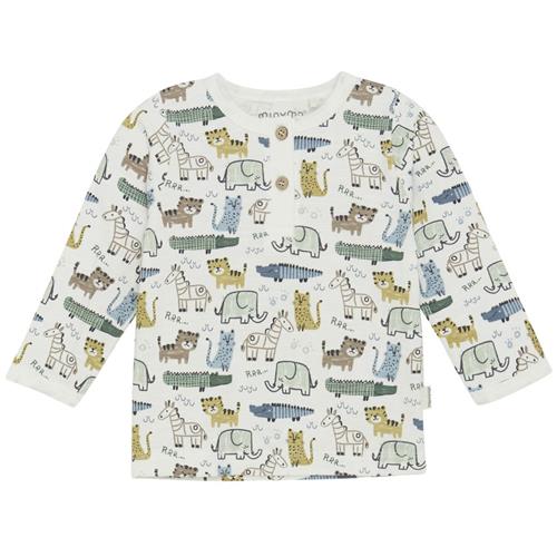 Minymo GOTS Langærmet T-shirt Aop Marshmallow White | Hvid | 74 cm