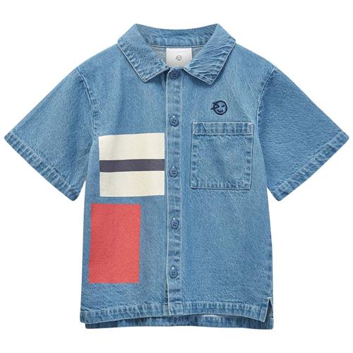 Wynken Kite Block Jeans-skjorte Setting Sun Navy 6 Y  Blå  6 år  Unisex