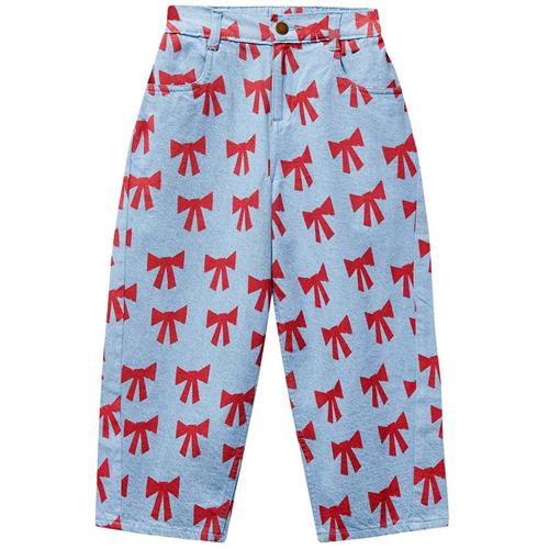 Wynken Square Pocket Jeans Setting Sun Bows 6 Y  Blå  6 år  Unisex