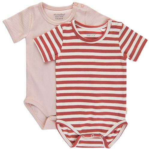 Minymo 2-pak Kortærmet Baby Body Canyon Rose 68 cm  Beige  68 cm  Unisex
