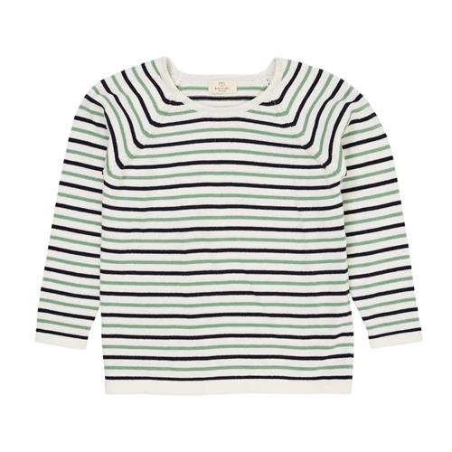 Copenhagen Colors GOTS Tynd Strikket Sweater Cream Navy Green | Beige | 104 cm