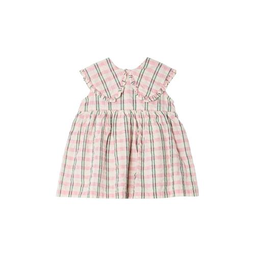 garbo&friends Seersucker Romper-kjole Check Carnation | Lyserød | 74/80 cm