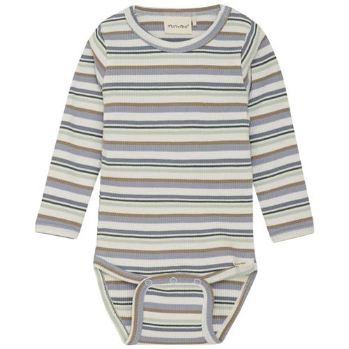Minymo Ribbet Baby Body Blue Fog 74 cm  Blå  74 cm  mand