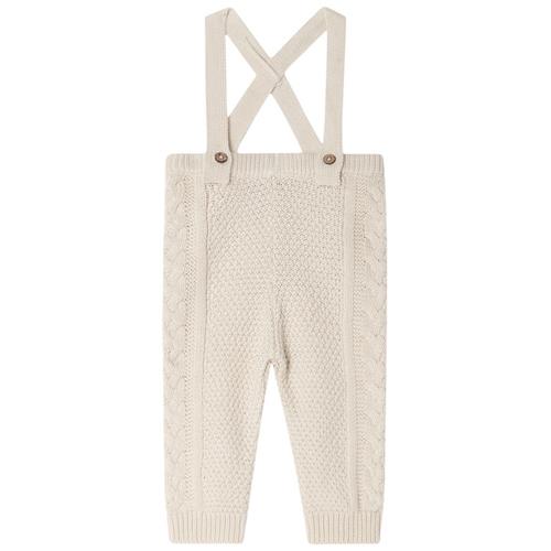 garbo&friends Kabelstrikkede Bukser Med Seler Ecru 74/80 cm  Beige  74/80 cm  Unisex