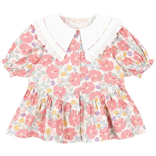Konges Sløjd GOTS Coeur Bluse Med Krave Fleur Anglaise 7-8 Y  Rød  7-8 år  kvinde