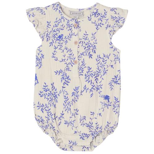 garbo&friends Muslin Frill Romper Jardim | Blå | 74/80 cm