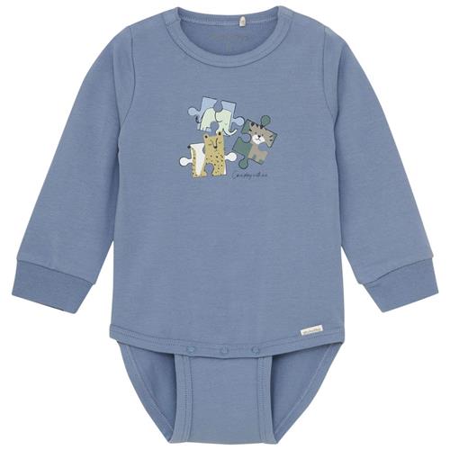 Se Minymo GOTS Baby Body Flint Stone | Grå | 86 cm ved Babyshop