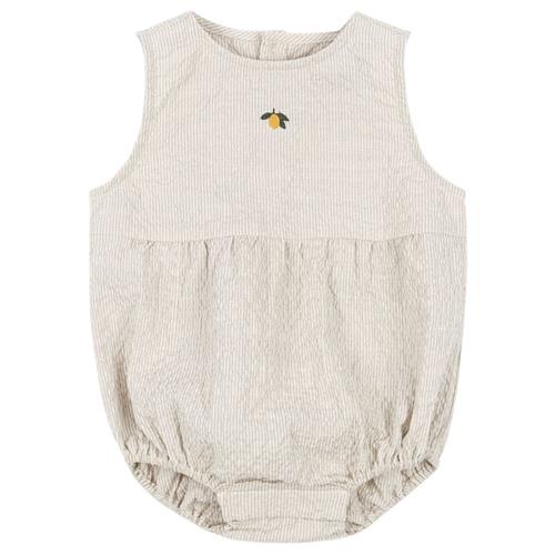 Konges Sløjd GOTS Elliot Romper Quarry Stripe 6 months  Beige  6 måneder  mand