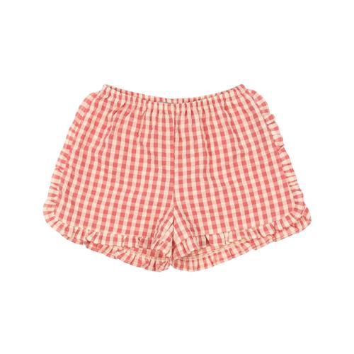 Konges Sløjd GOTS Kim Frill Shorts Flamingo Plume Check 2 Y  Lyserød  2 år  kvinde
