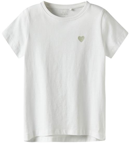 Name It T-shirt - NkfVioline - Bright White/Green Heart