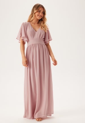 Bubbleroom Occasion Butterfly Sleeve Chiffon Gown Light pink 54