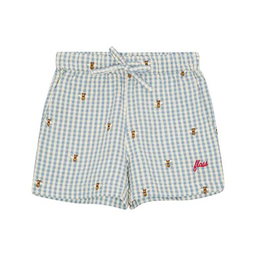 Flöss Oliver Shorts Bee Gingham | Blå | 86 cm