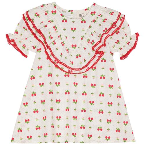 Se Flöss Sofia Kortærmet Kjole Soft White Berry | Hvid | 110 cm ved Babyshop