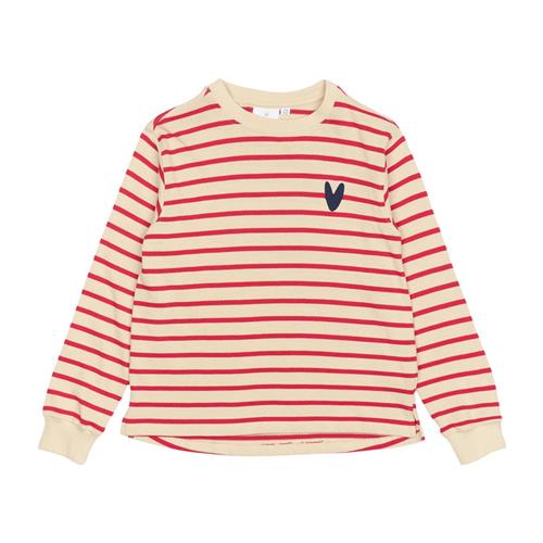The New GOTS Nil Sweatshirt Poppy Red Striped 11-12 Y  Rød  11-12 år  kvinde