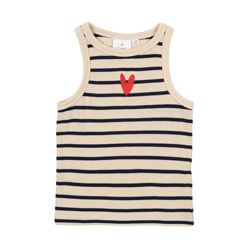 The New GOTS Nil Kort Top Mood Indigo Striped 7-8 Y  Marineblå  7-8 år  kvinde