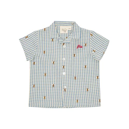 Flöss Oliver Kortærmet Skjorte Bee Gingham 74 cm  Blå  74 cm  Unisex