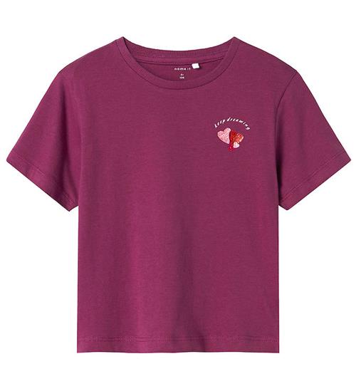 Se Name It T-shirt - NmfBetria - Boysenberry m. Glitter ved KidsWorld