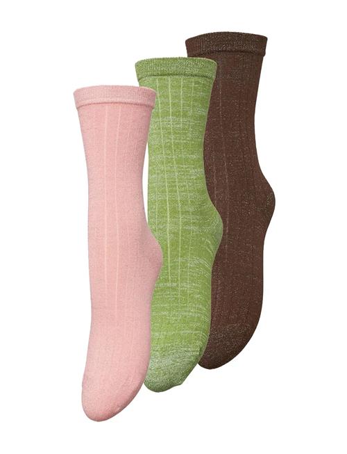 Se Rib Glitter Sock 3 Pack Becksöndergaard Patterned ved Booztlet