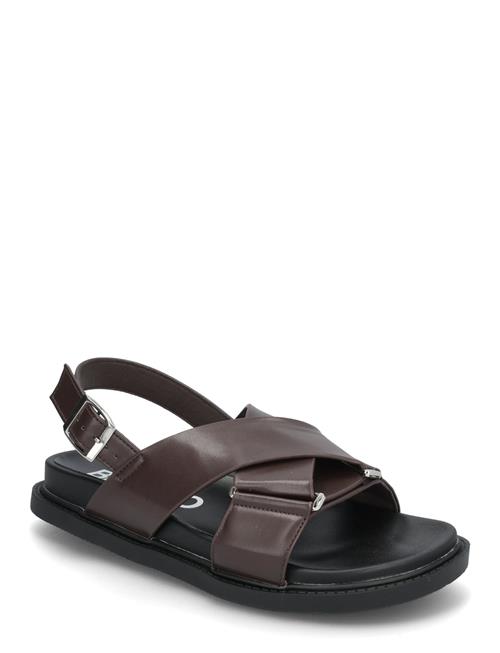 Biaoslo Cross Sandal Faux Leather Bianco Brown