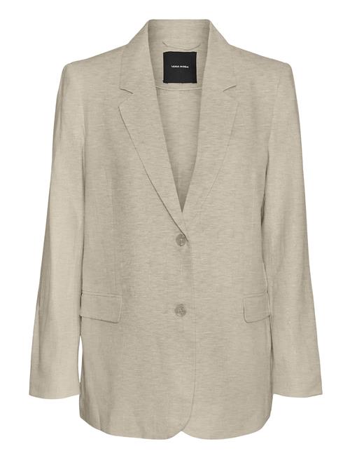 Se Vmmindy Ls Loose Linen Blazer Mix Vero Moda Beige ved Booztlet