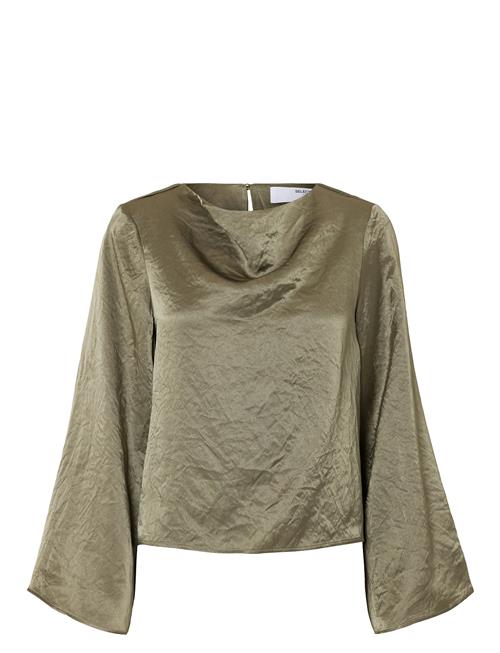 Slfselene Ls Draped Neckline Top B Selected Femme Green