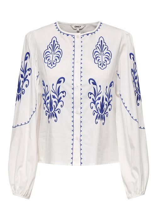 Onlhelen Ls Emb Button Top Wvn ONLY White
