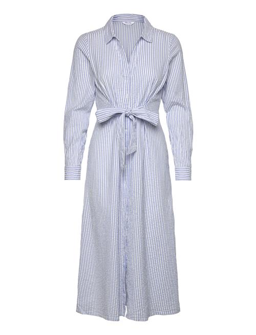 Tie Detail Cotton Shirt Dress Bubbleroom Blue