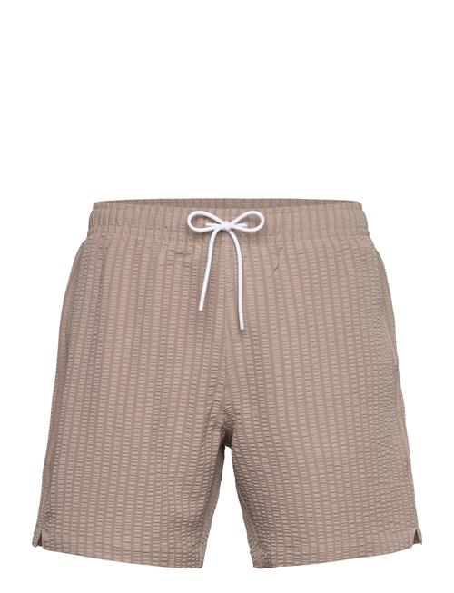 Pull-On Wide Seersucker Swim Trunk Abercrombie & Fitch Beige