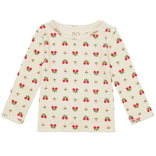 Se Flöss Sofia Langærmet T-shirt Soft White Berry | Hvid | 104 cm ved Babyshop