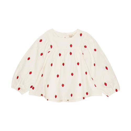 Flöss Cora Bluse White Denim Berry 92 cm  Hvid  92 cm  kvinde