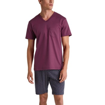 Se Calida Relax Streamline V-neck Short Pyjama Vinrød  bomuld X-Large Herre ved Timarco