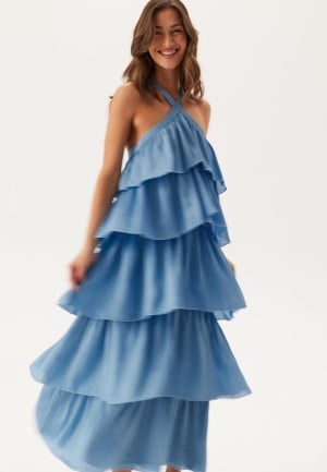 Se VILA Vifiluka H/N S/L ANKLE DRESS  Blissful Blue 36 ved Bubbleroom