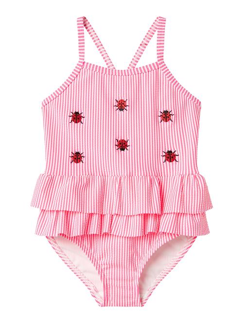 NAME IT Badedragt 'NMFZammer'  pink / rød / hvid
