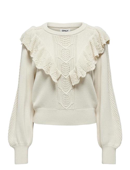 Onlcherry Ls Ruffle O-Neck Cc Knt ONLY Cream