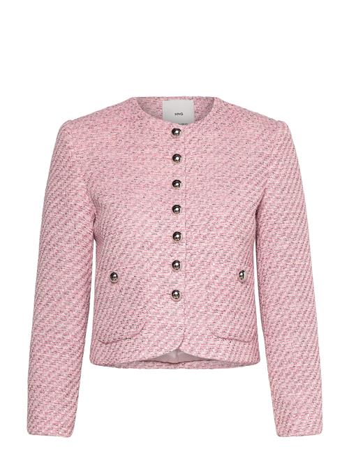 Se Fitted Tweed Jacket Mango Pink ved Booztlet