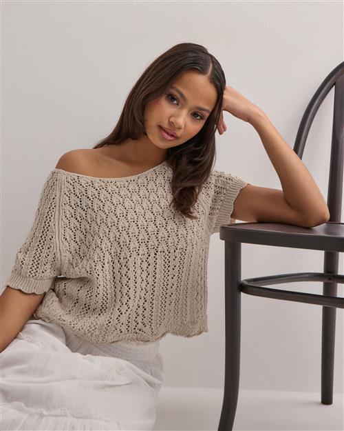 Only - Beige - Onlnola Life S/S Pullover Knt Noos