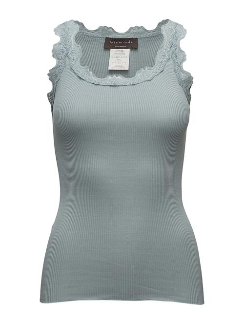Rwbabette Silk Sl U-Neck Lace Top Rosemunde Blue