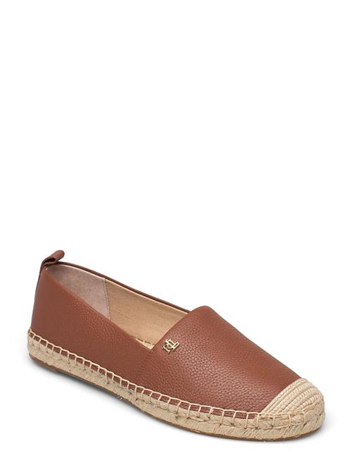 Cameryn Tumbled Leather Espadrille Lauren Ralph Lauren Brown