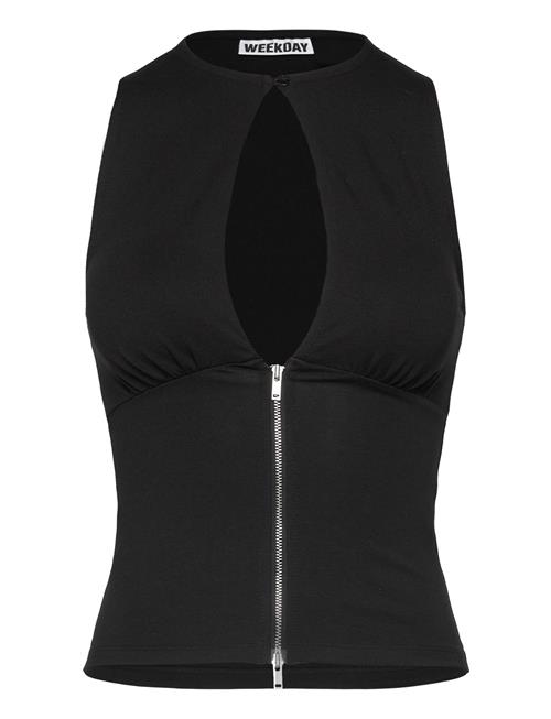 Se Zip Sleeveless Top Weekday Black ved Booztlet