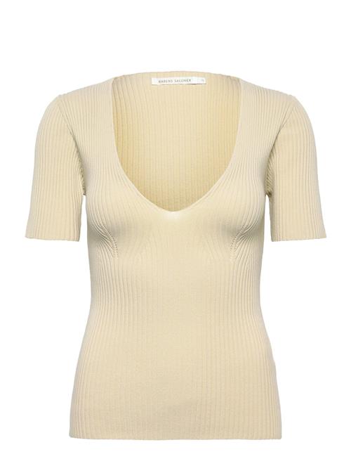 Rabens Saloner Fabia - Contour Knit Short Slv. Top Rabens Sal R Cream