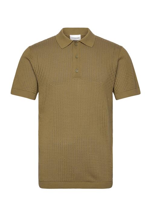 Crochet Knitted S/S V-Neck Polo Lindbergh Khaki