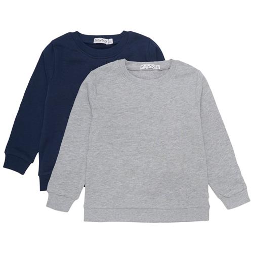 Minymo 2-pak Sweatshirt Grey Melange 92 cm  Grå  92 cm  Unisex