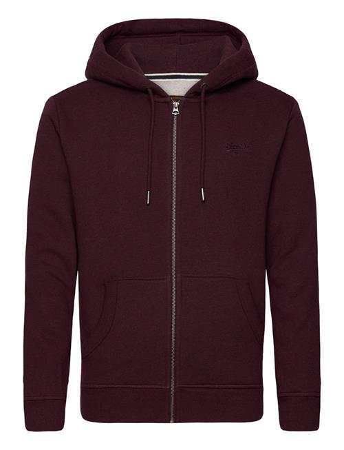 Se Essential Logo Zip Hoodie Superdry Burgundy ved Booztlet